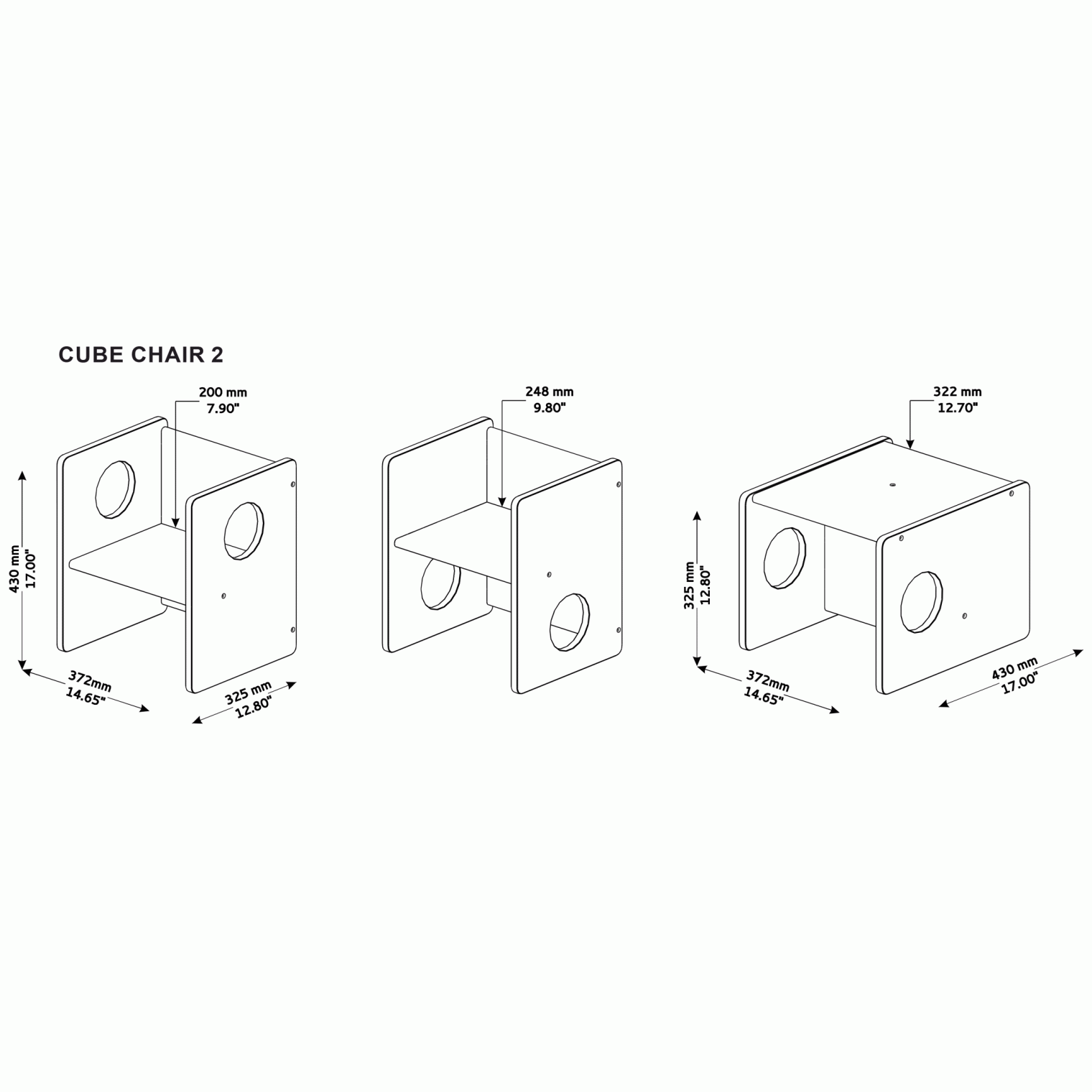 Montessori chair Cube2 dimensions