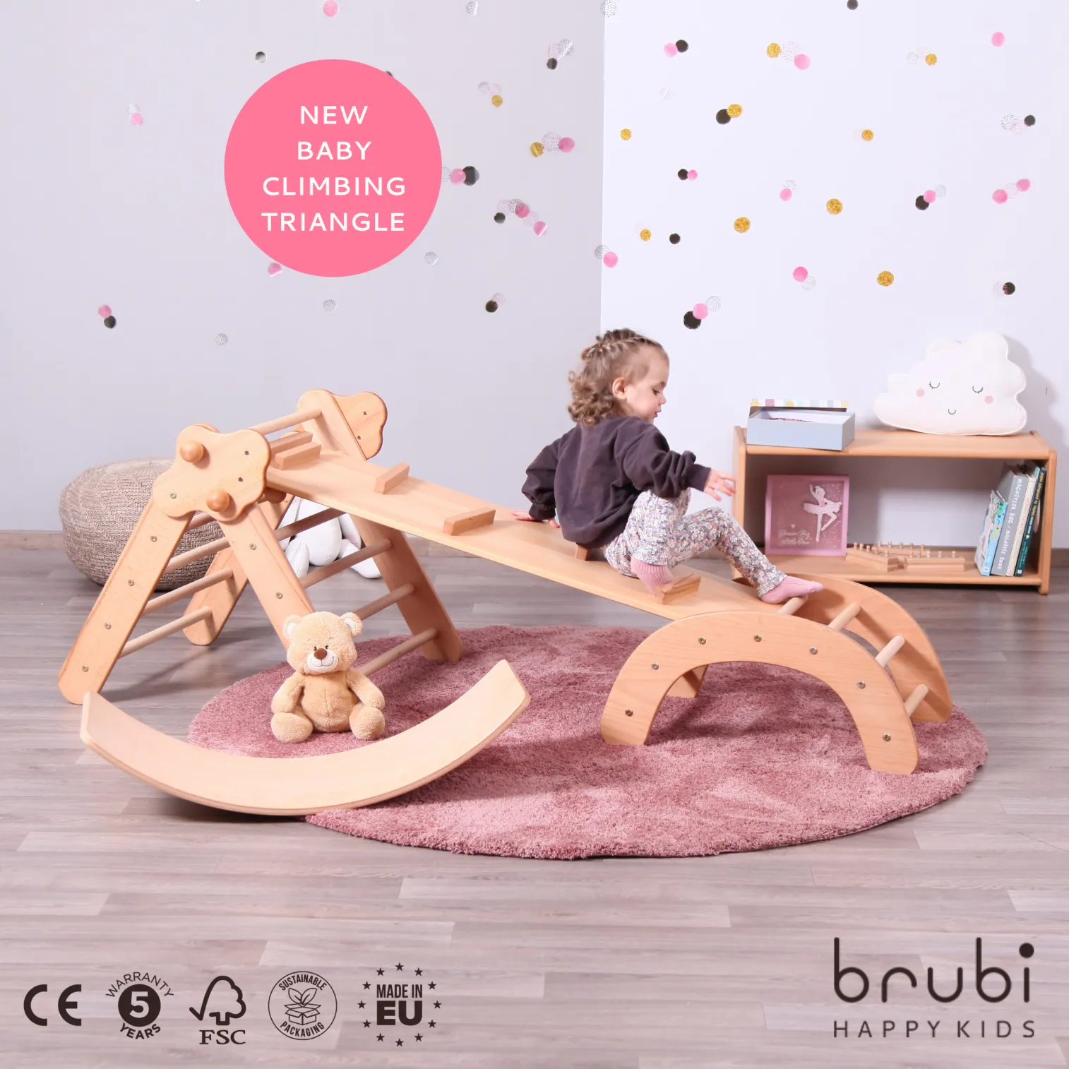BABY SET of 4: Baby Climbing Triangle + Ramp + Baby Climbing Arch + Balance Board