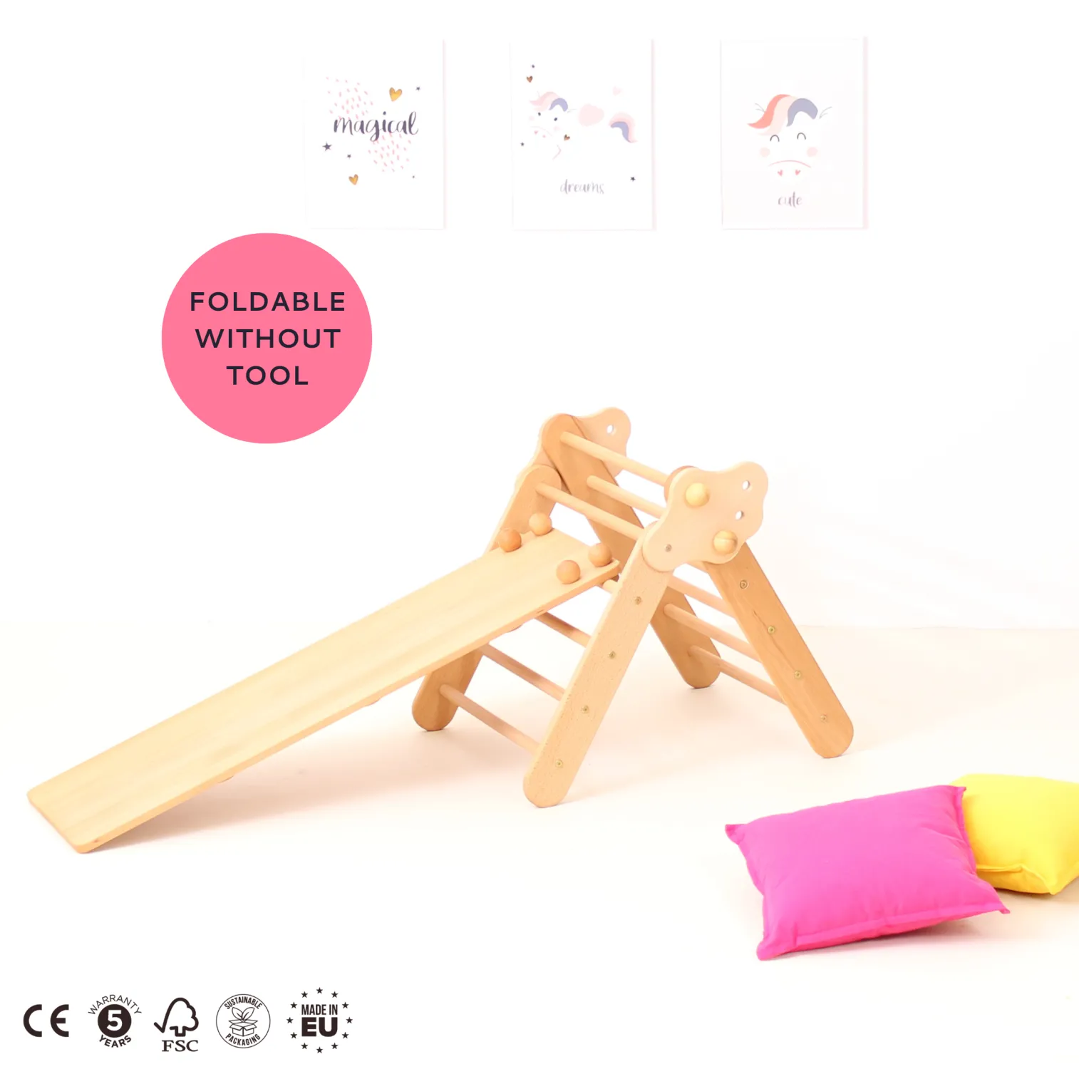 BABY SET of 4: Baby Climbing Triangle + Ramp + Baby Climbing Arch + Balance Board