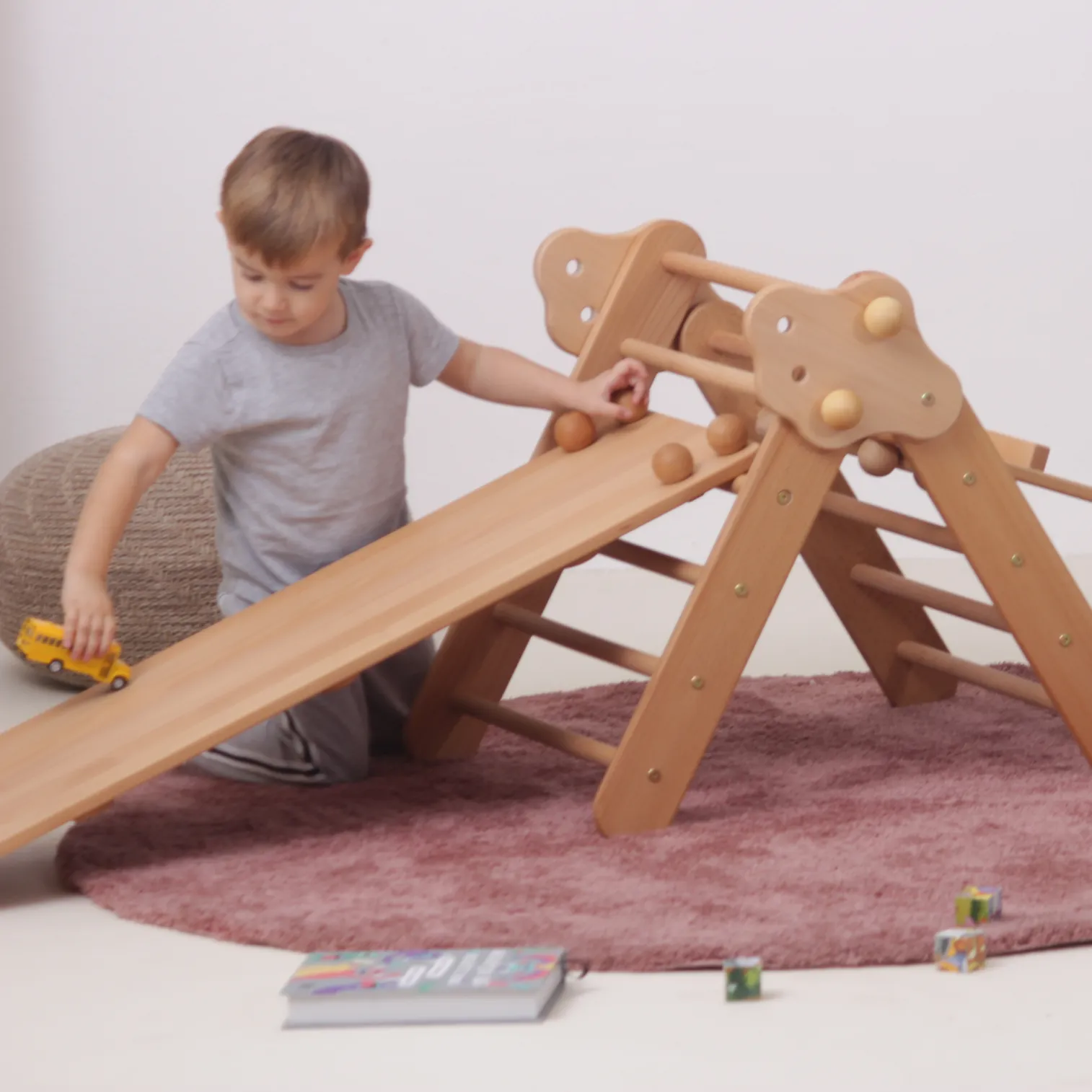 BABY SET of 4: Baby Climbing Triangle + Ramp + Baby Climbing Arch + Balance Board