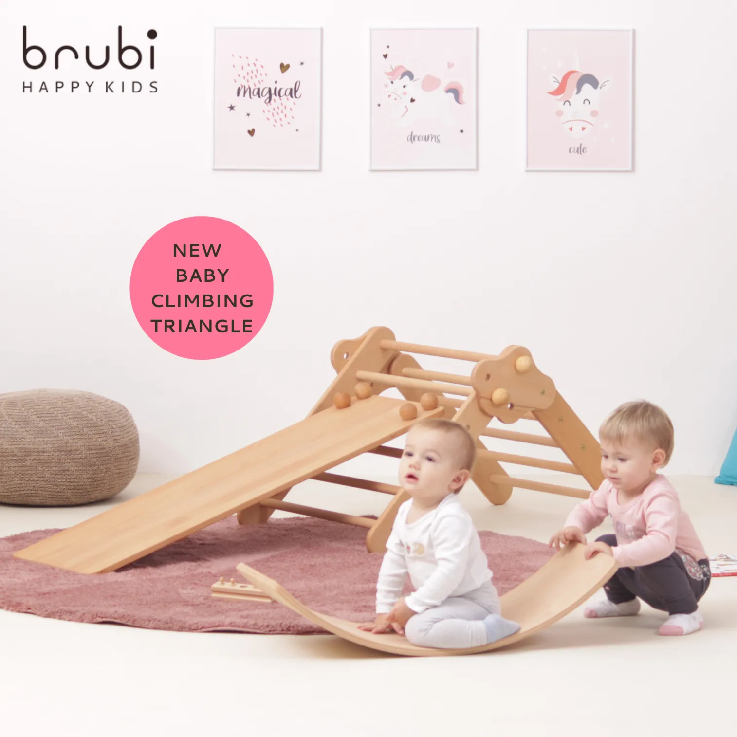 Baby Climbing triangle + Stone/Sliding Ramp + Baby Climbing Arch + Balance Board