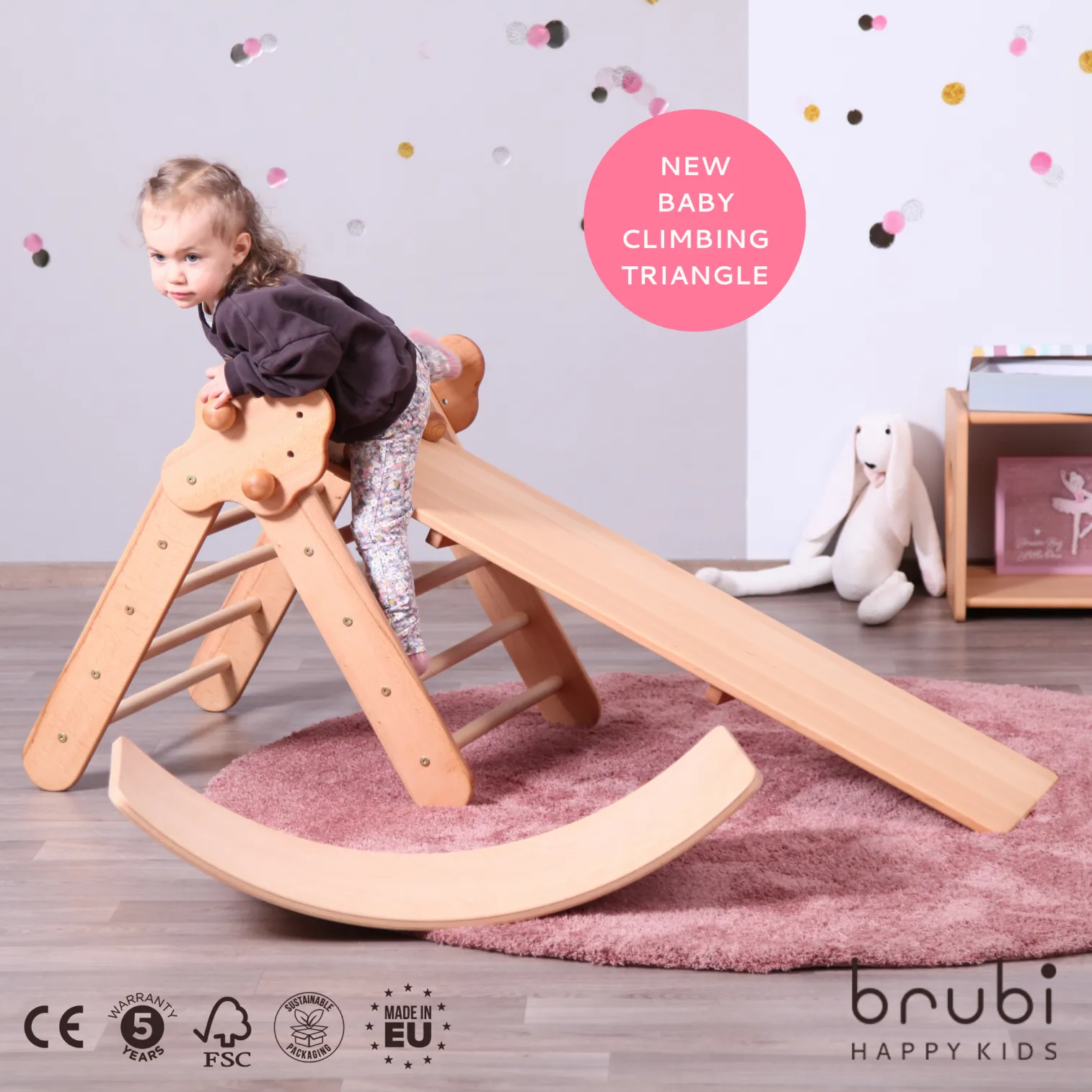 BABY SET of 4: Baby Climbing Triangle + Ramp + Baby Climbing Arch + Balance Board