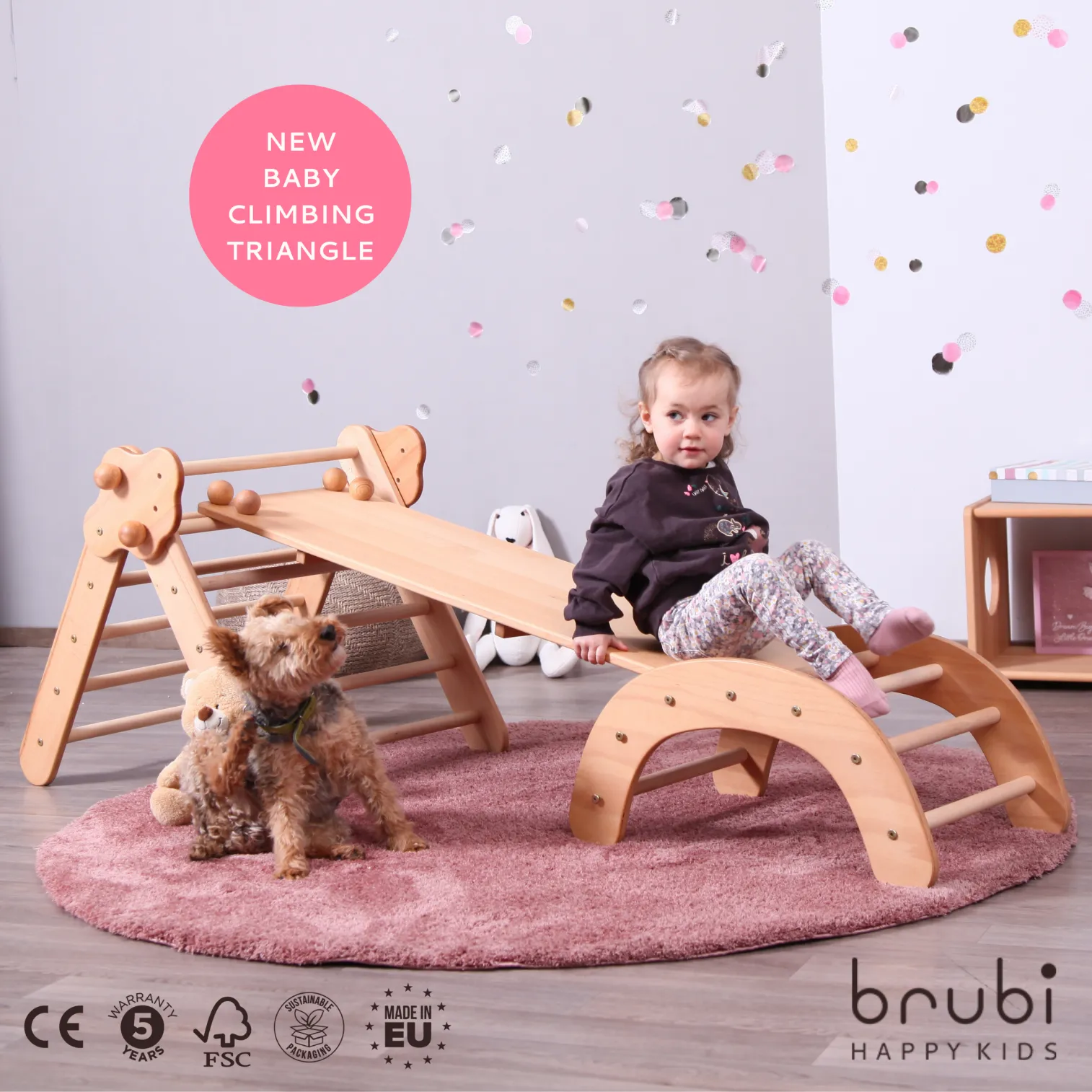 BABY SET of 4: Baby Climbing Triangle + Ramp + Baby Climbing Arch + Balance Board