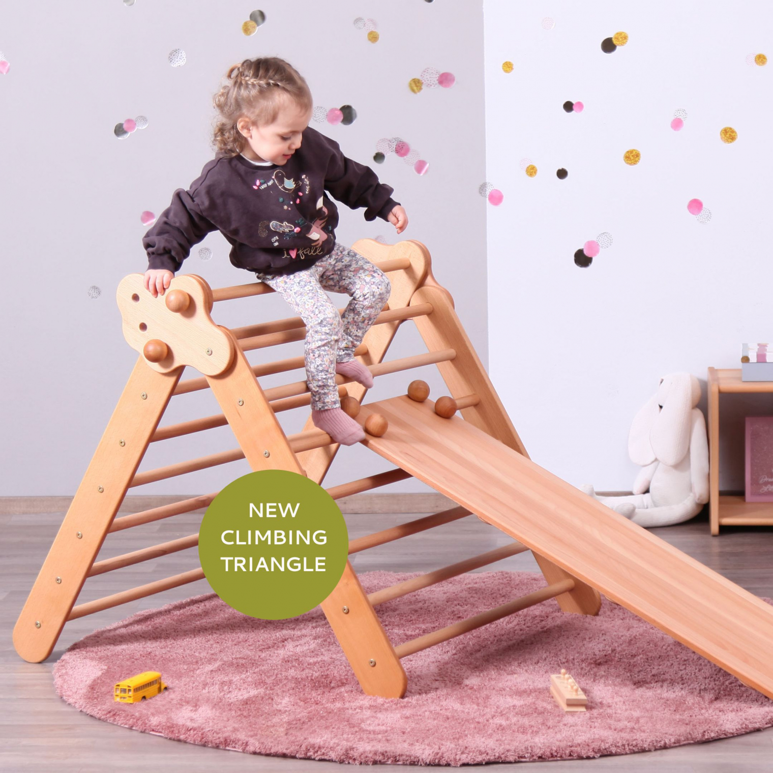 SET of 4: Big Climbing Triangle + Climbing/Sliding Ramp + Big Climbing Arch + Balance Board without Felt Strips