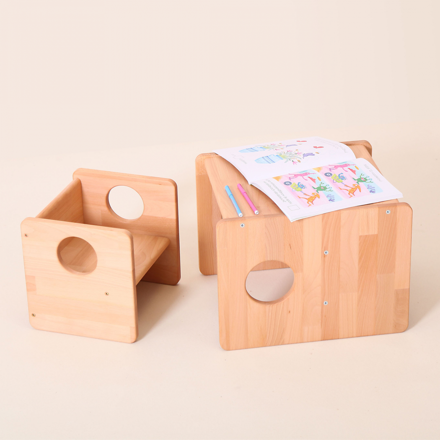 FINAL SALE Little set of Montessori cUbe chairs 1+2 - OLD VERSION