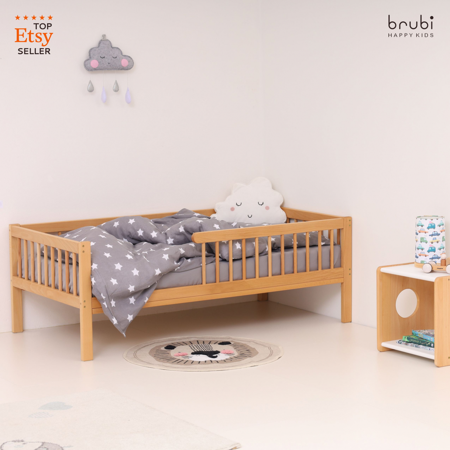 MONTEbed with rails and slatted bed base