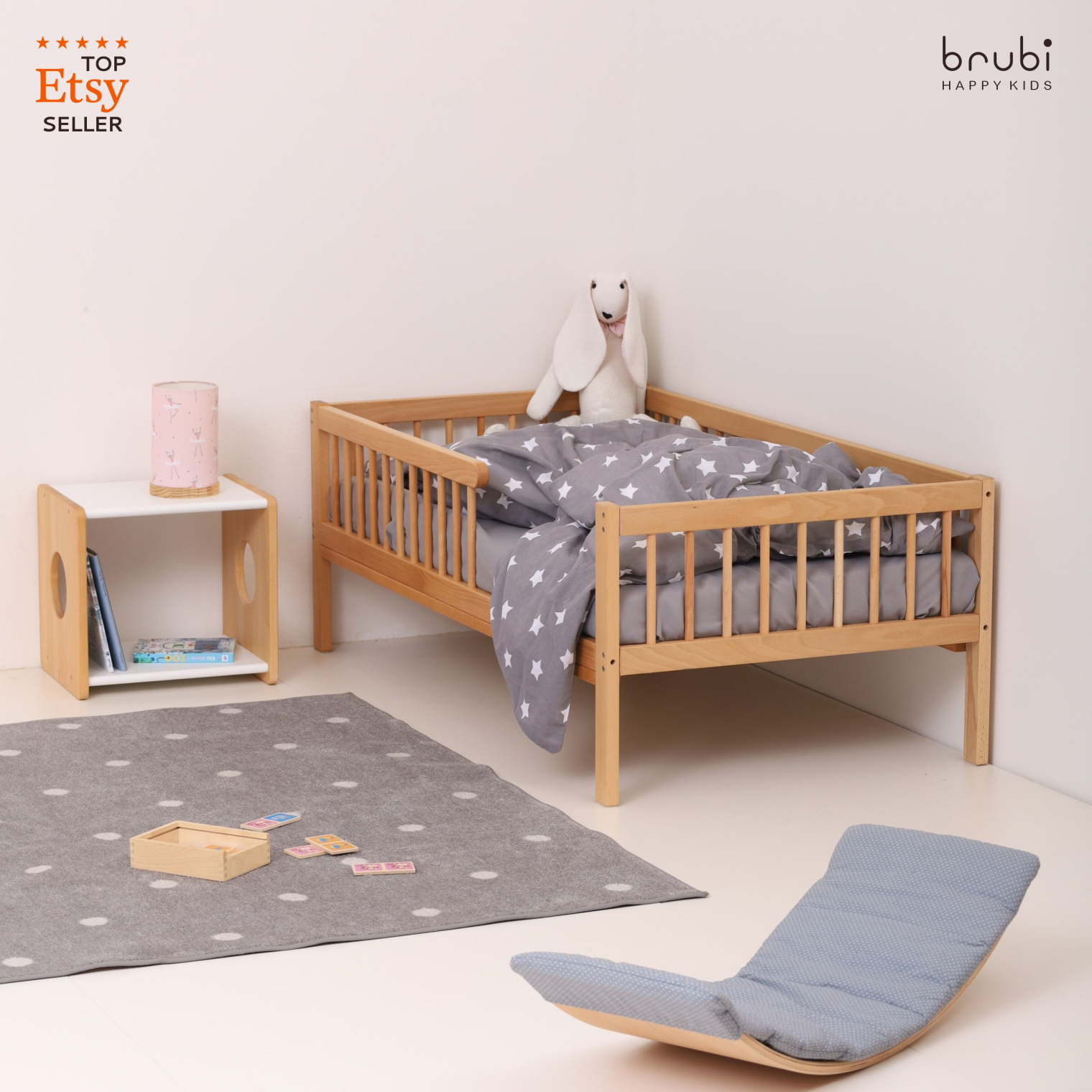 MONTEbed with rails and slatted bed base