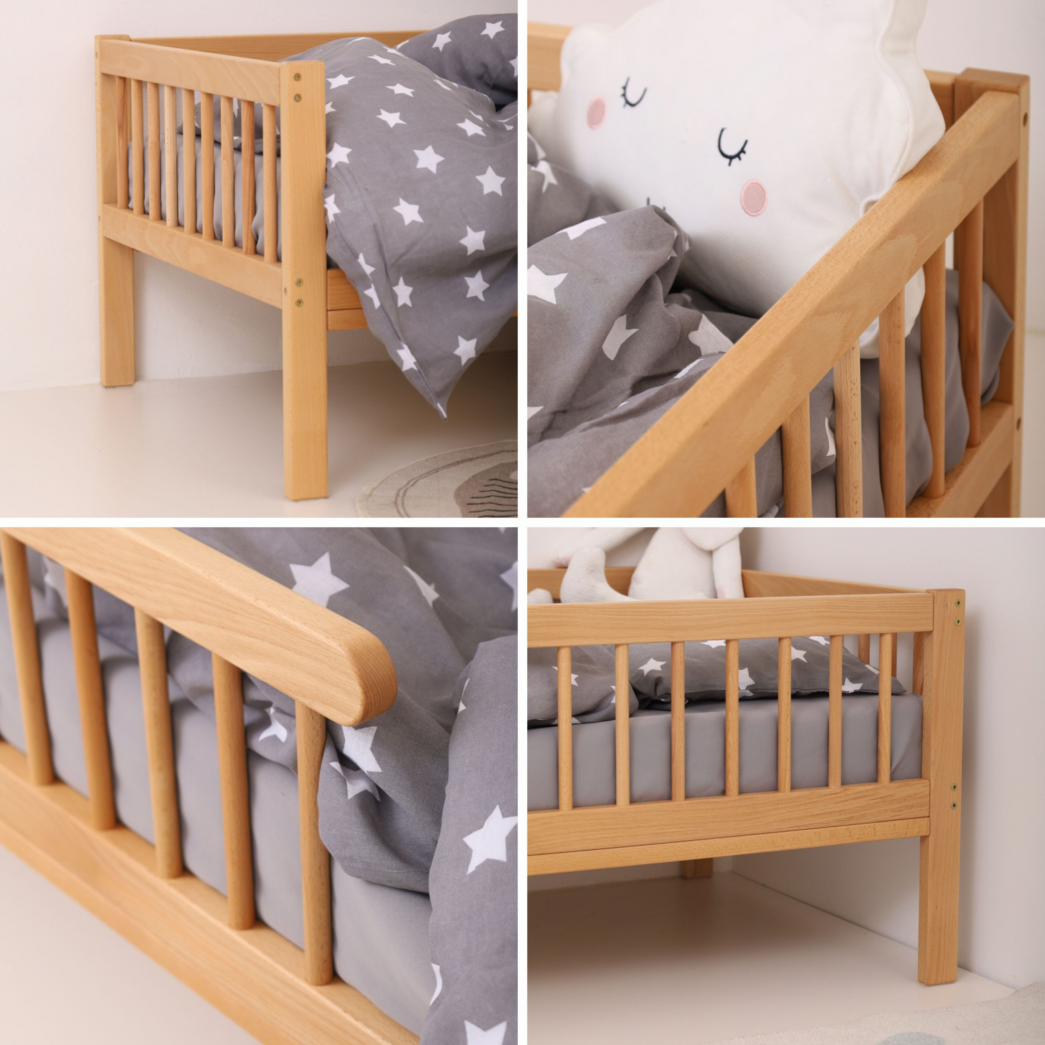 MONTEbed with rails and slatted bed base