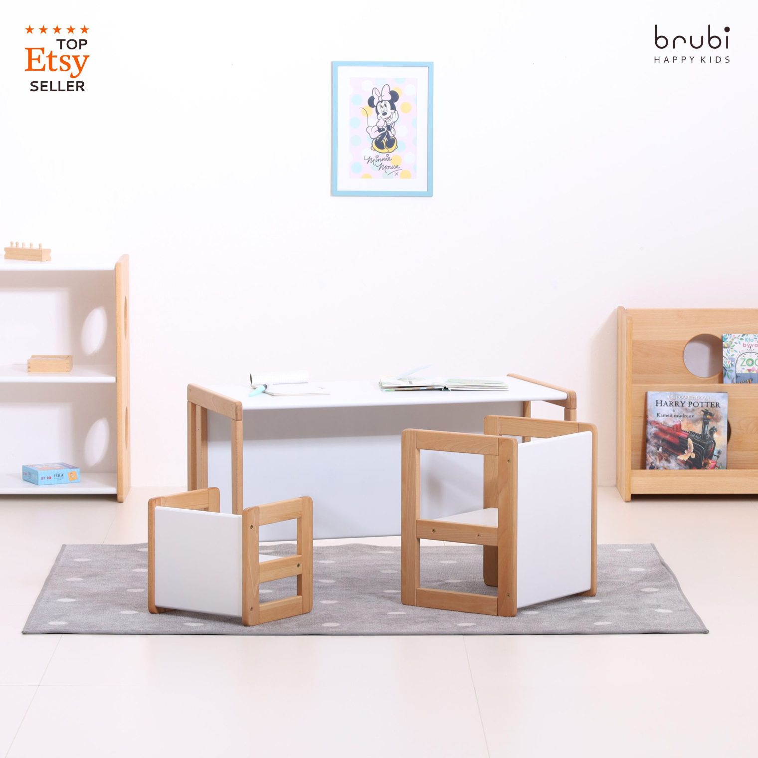 Big set of CUBIE chairs 1+2+3 natural wood + white