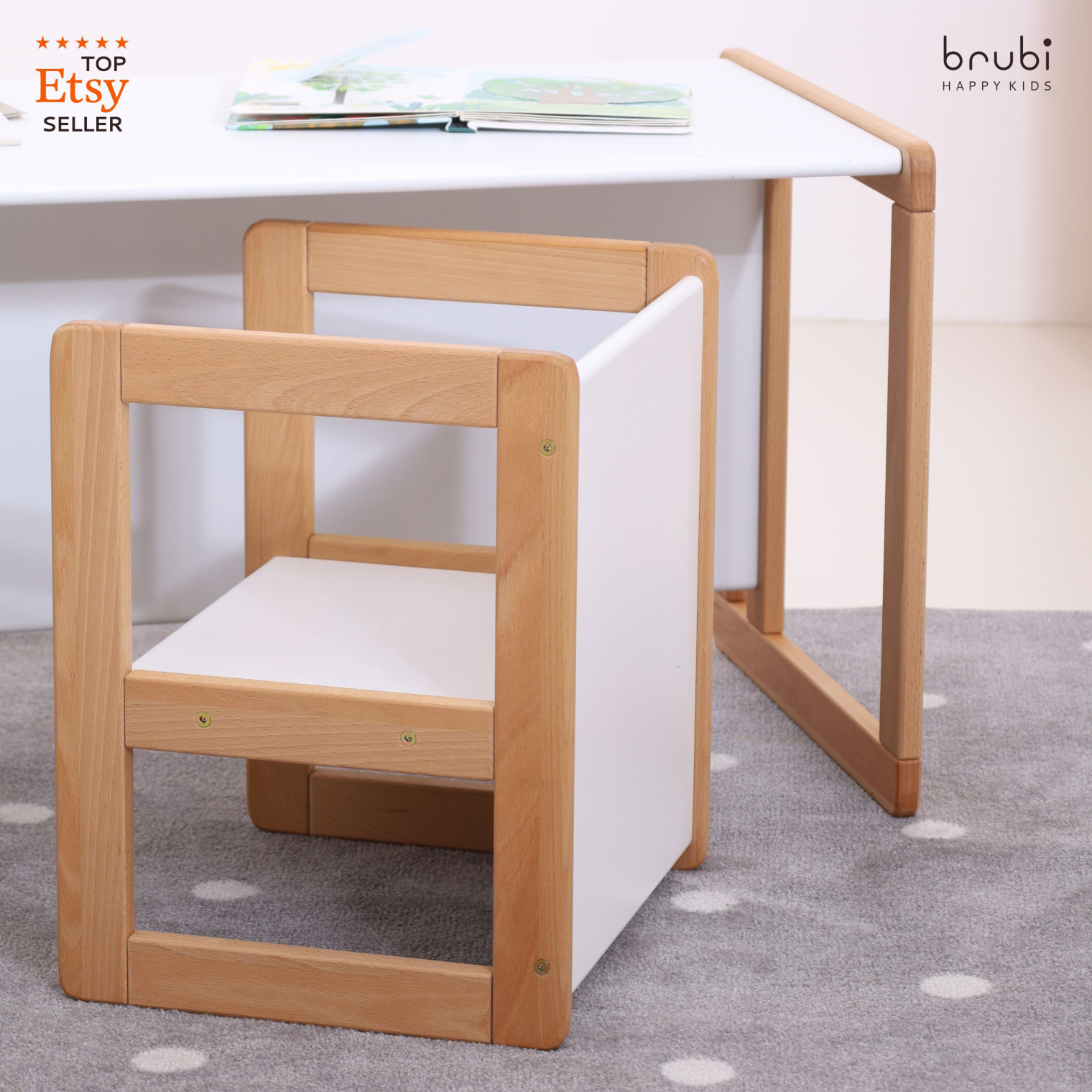 Set of CUBIE2 + CUBIE3 natural wood + white
