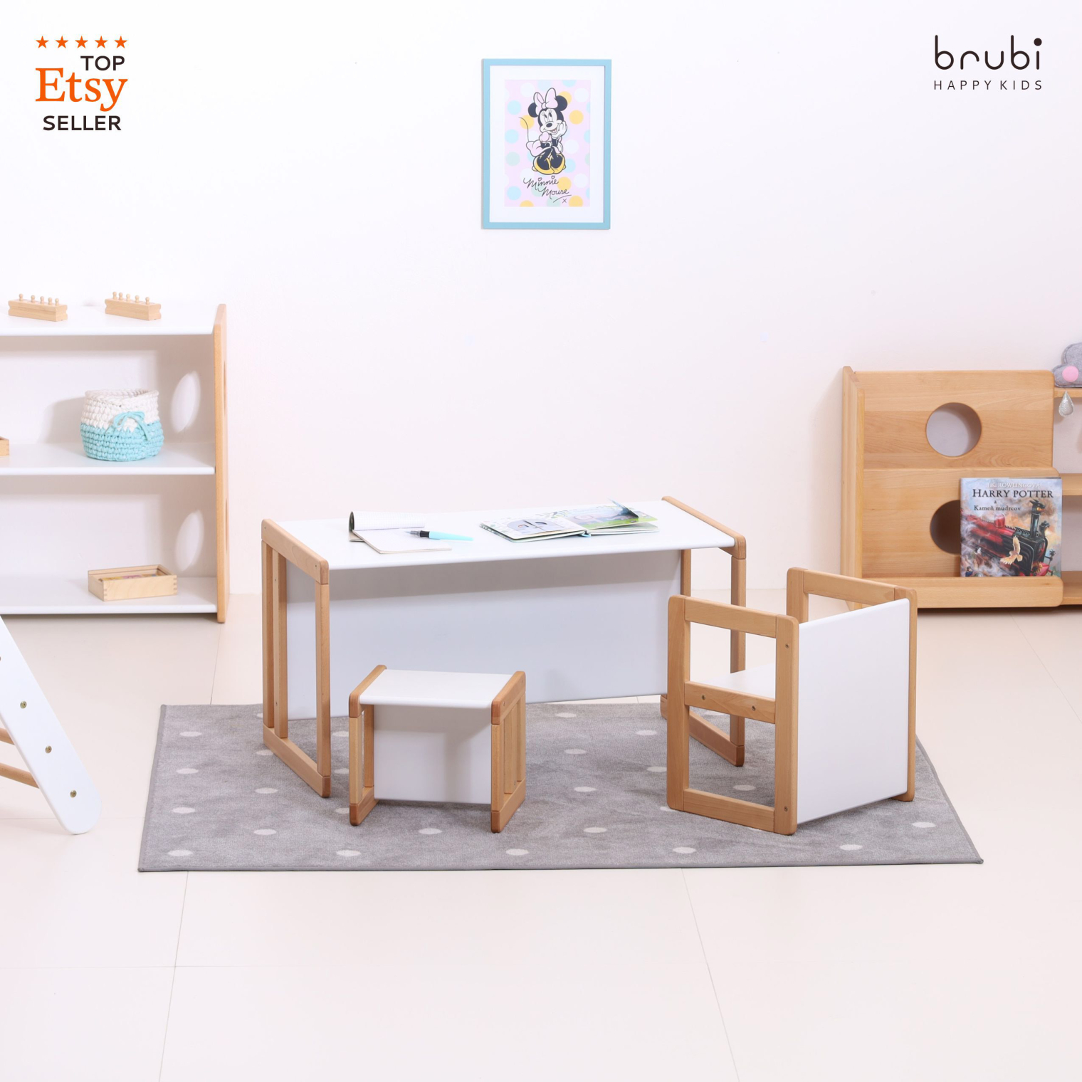 Big set of CUBIE chairs 1+2+3 natural wood + white