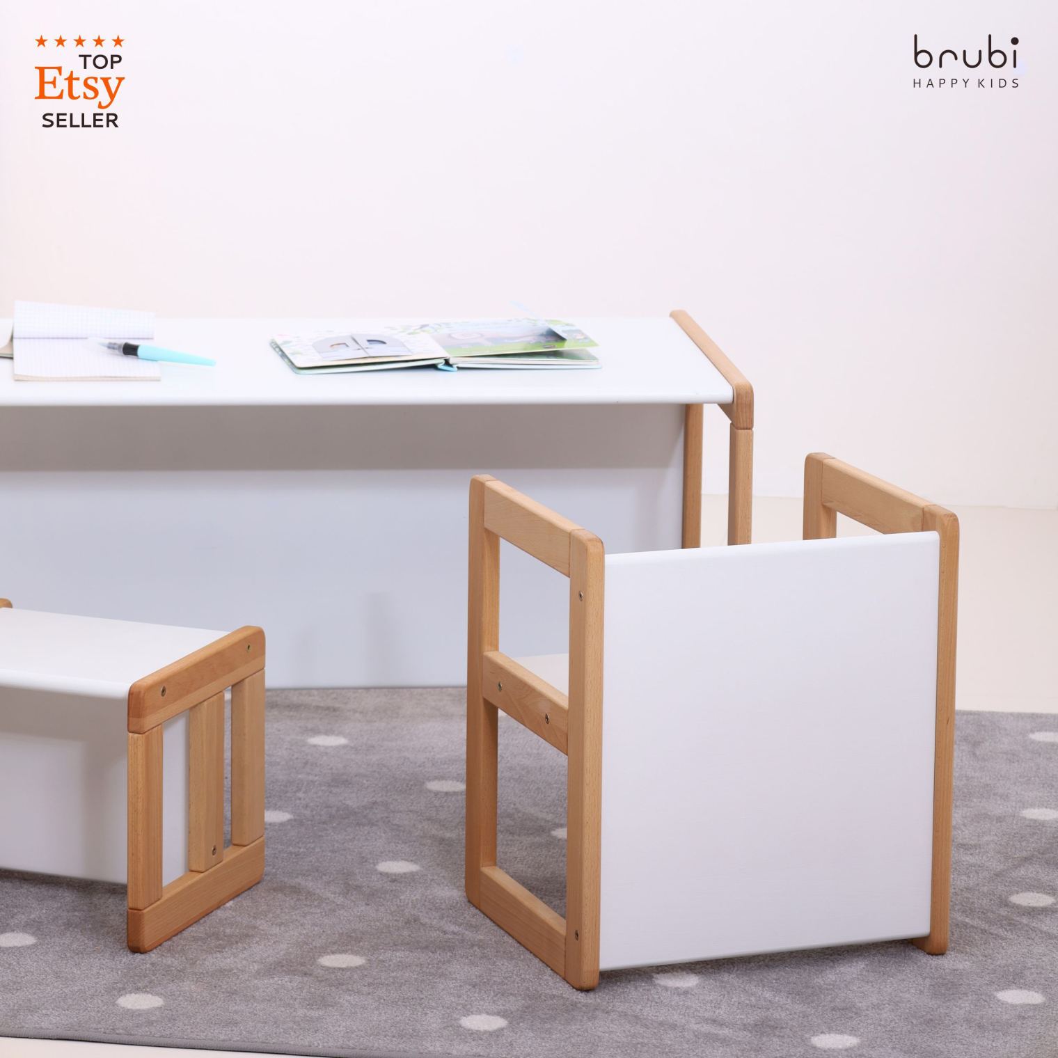 Set of CUBIE2 + CUBIE3 natural wood + white