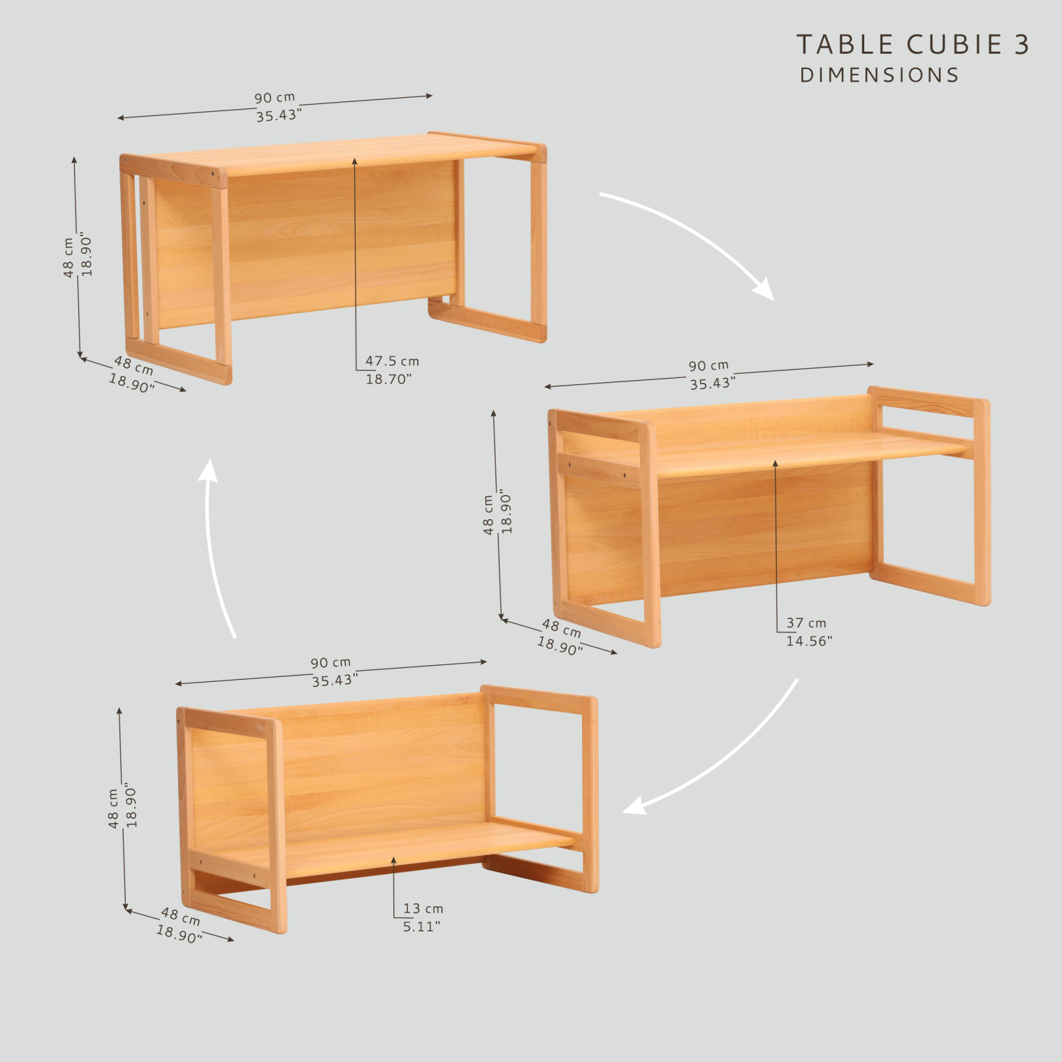 Big set of CUBIE chairs 1+2+3 natural wood + white