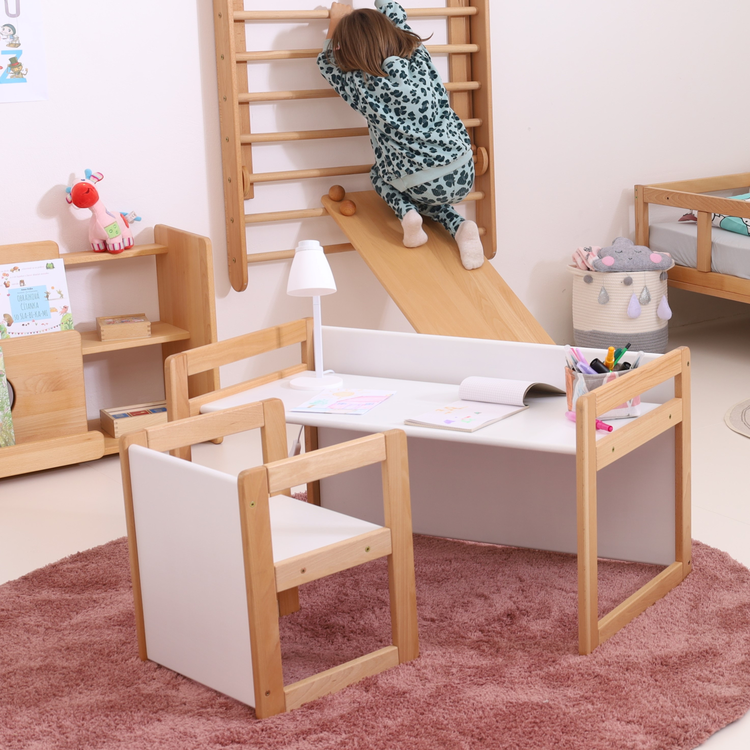 Set of CUBIE2 + CUBIE3 natural wood + white