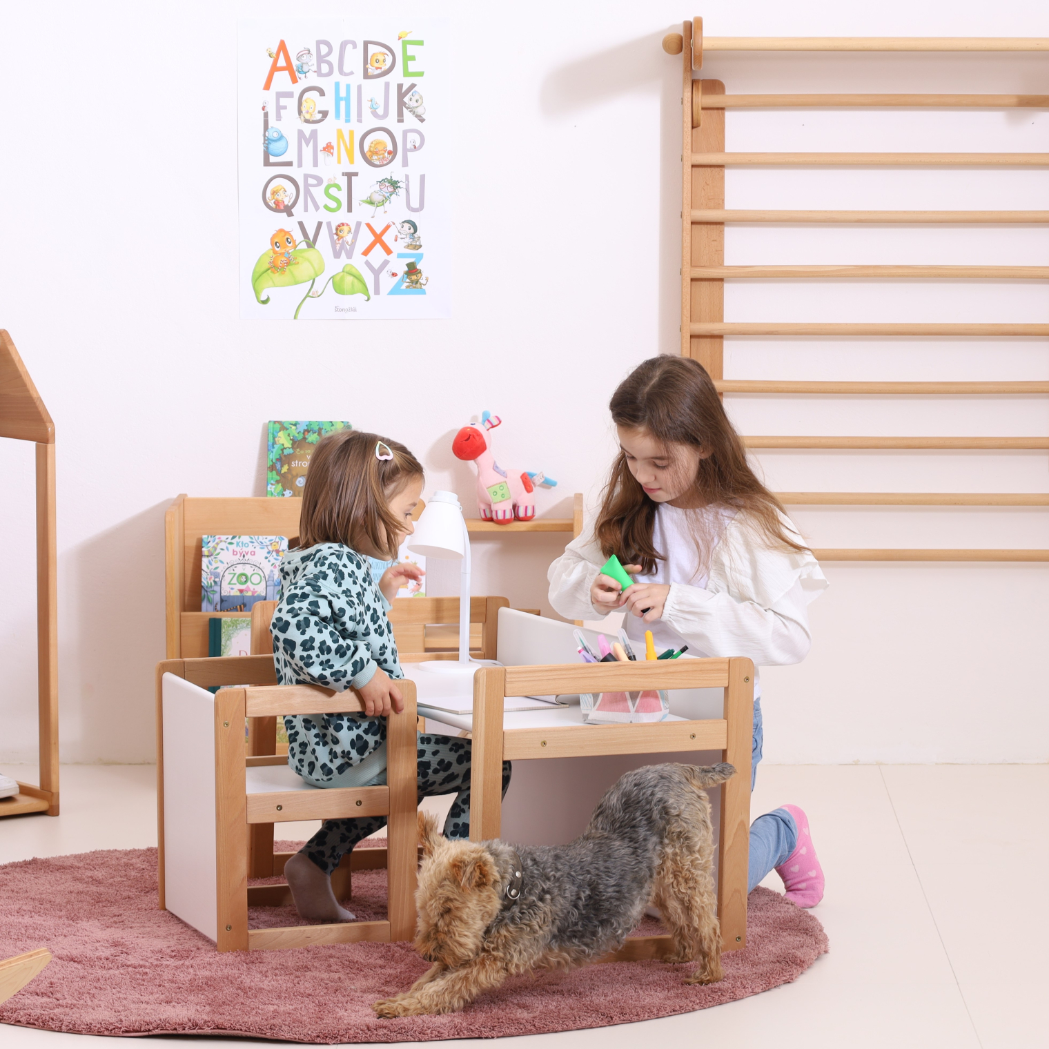 Set of CUBIE2 + CUBIE3 natural wood + white