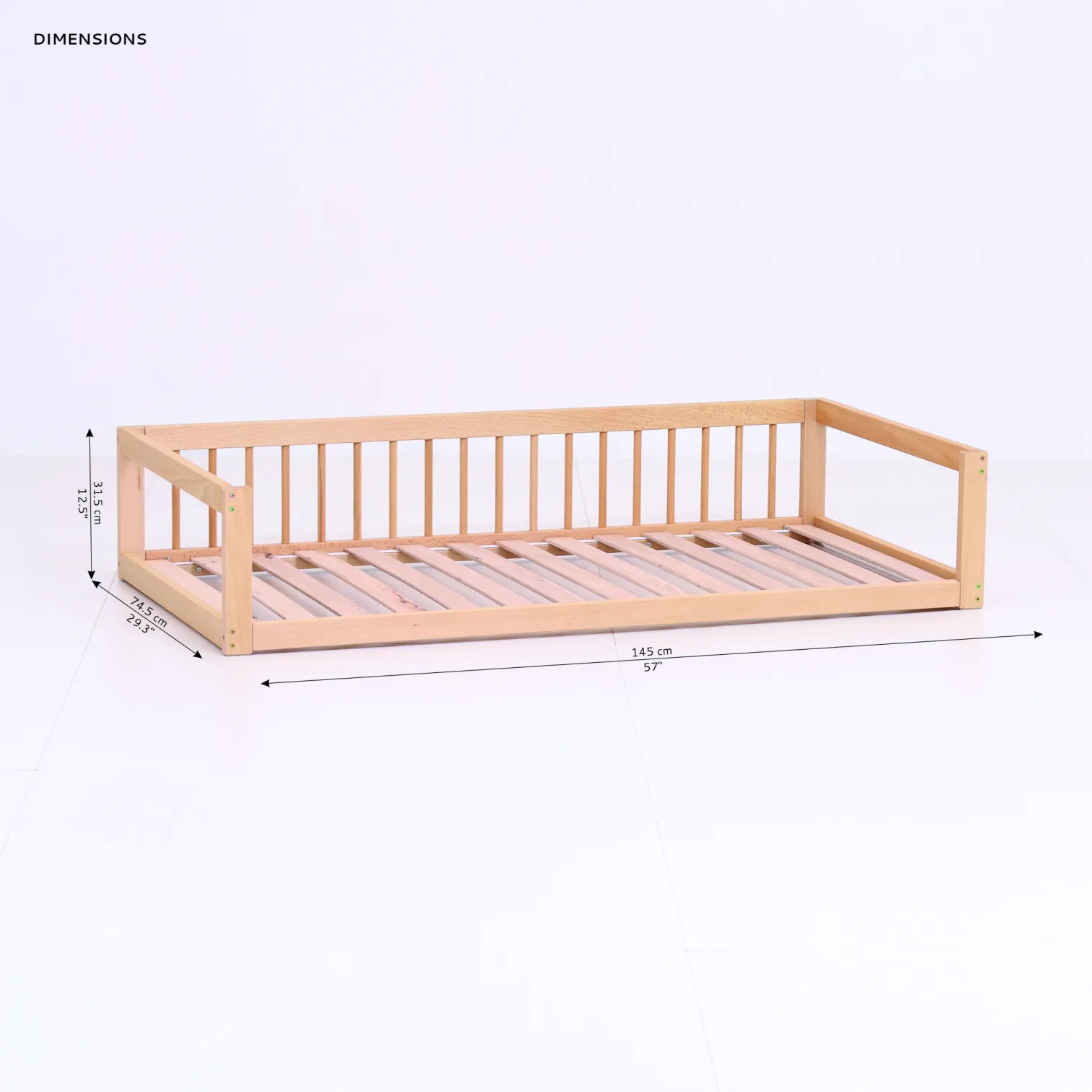 ! OUTLET !FLOORbed with rails and slatted bed base 140cm x 70 cm