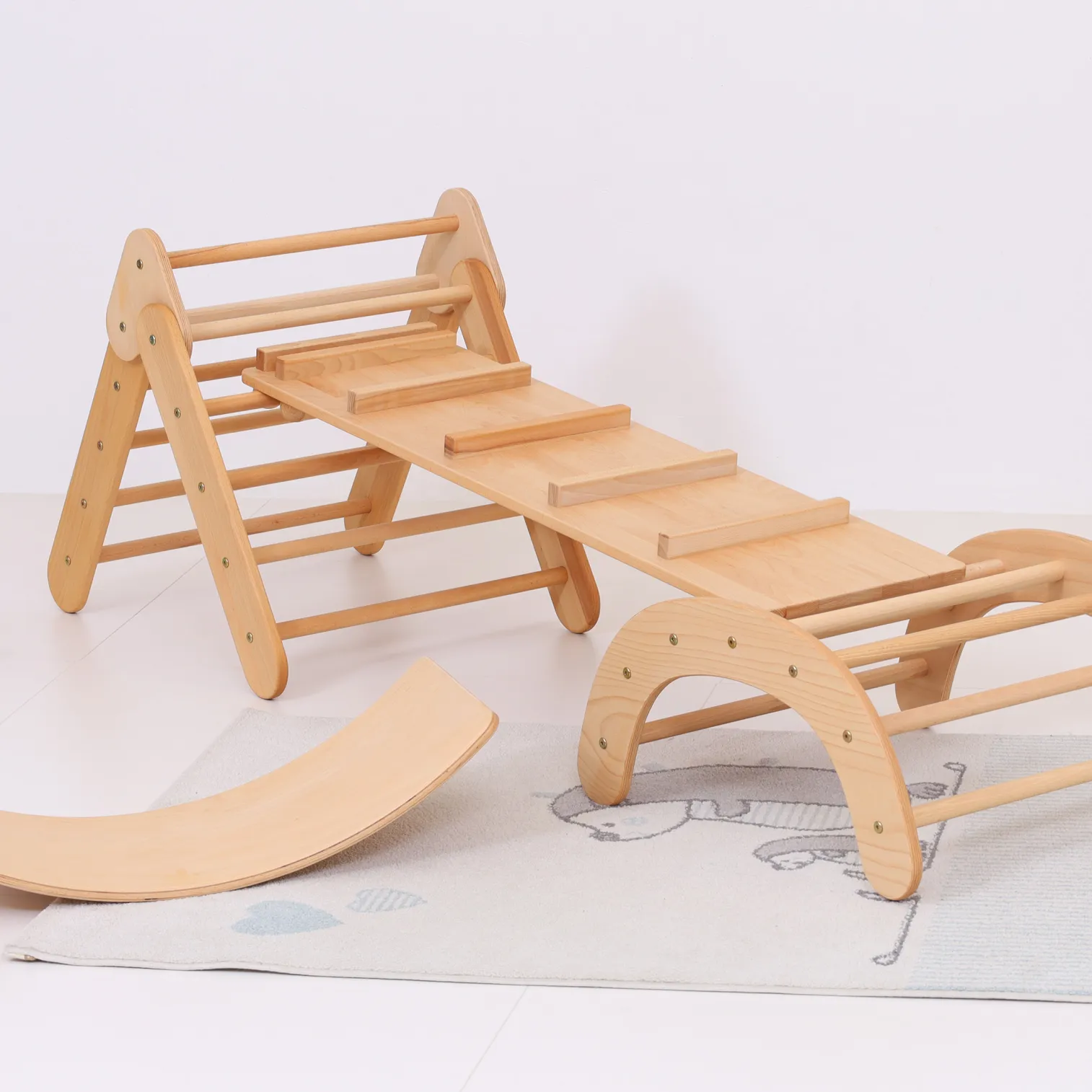 BABY SET Of 4: Baby Climbing Triangle 2in1+ Ramp + Balance Board