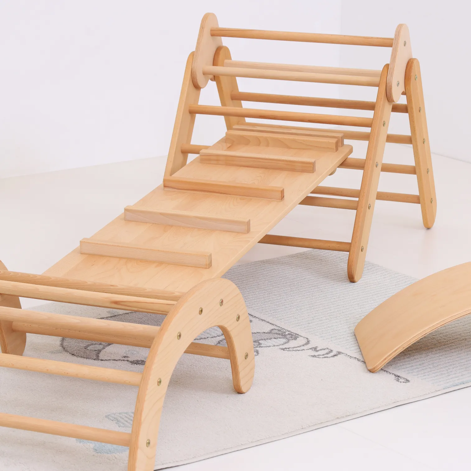 BABY SET Of 4: Baby Climbing Triangle 2in1+ Ramp + Balance Board