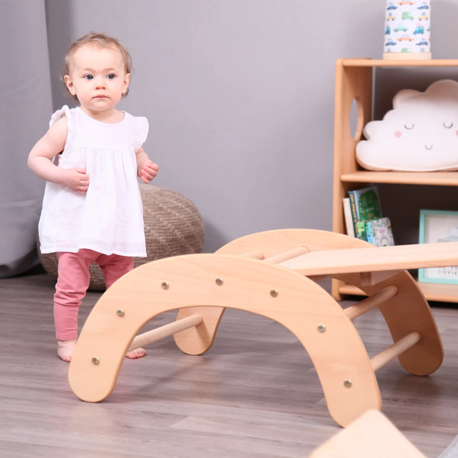 BABY SET of 4: Baby Climbing Triangle 2in1 + Ramp + Baby Climbing Arch + Balance Board