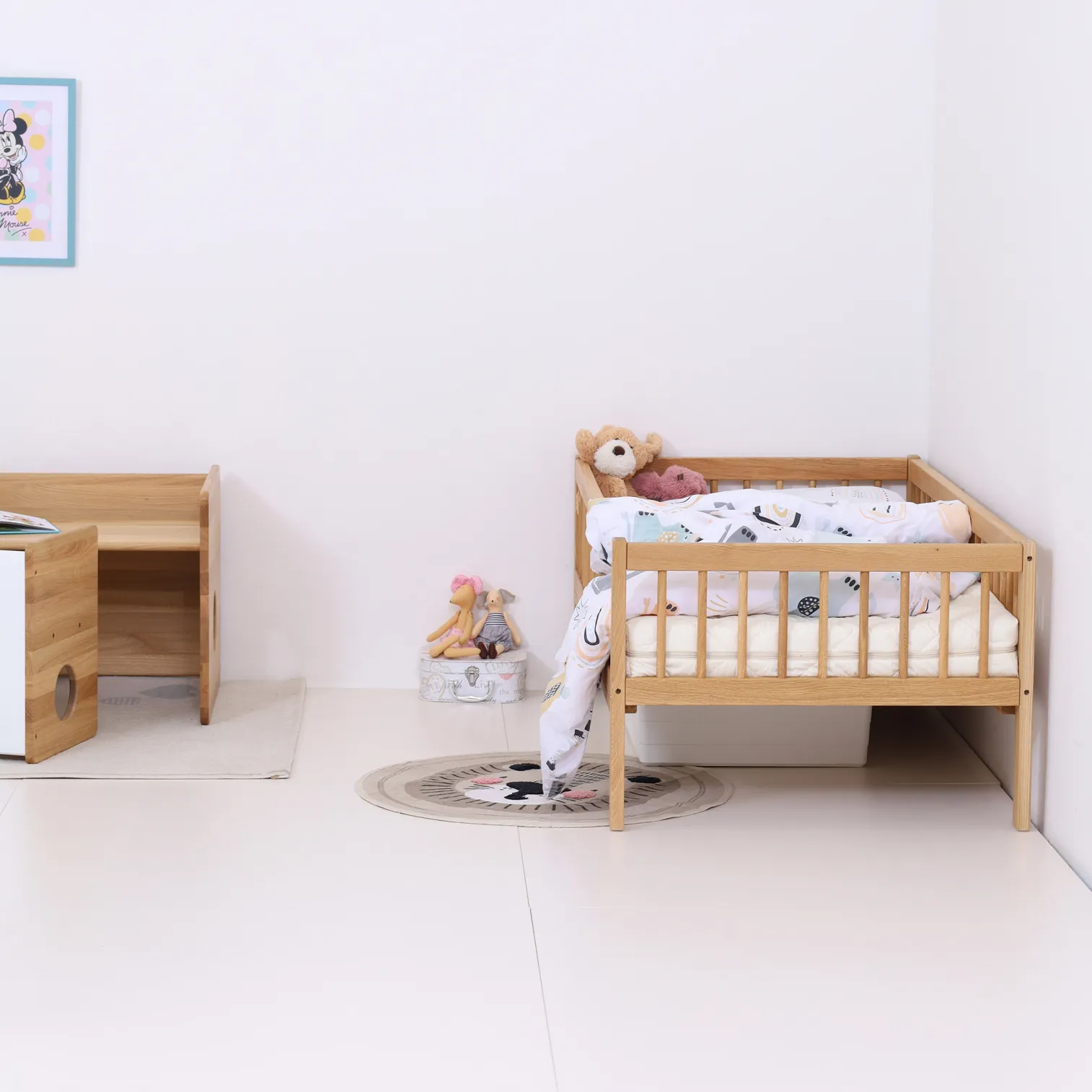 LUXURY OAK COLLECTION ! MONTEbed with rails and slatted bed base 140cm x 70 cm