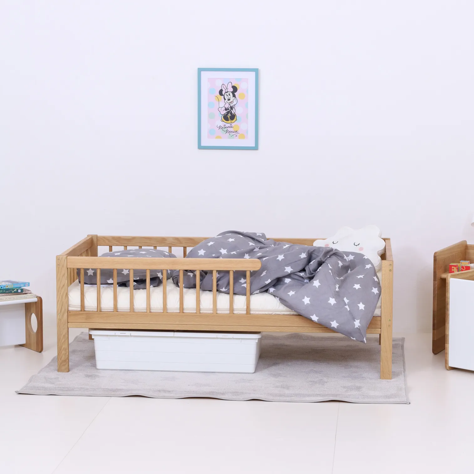 LUXURY OAK COLLECTION ! MONTEbed with rails and slatted bed base 140cm x 70 cm