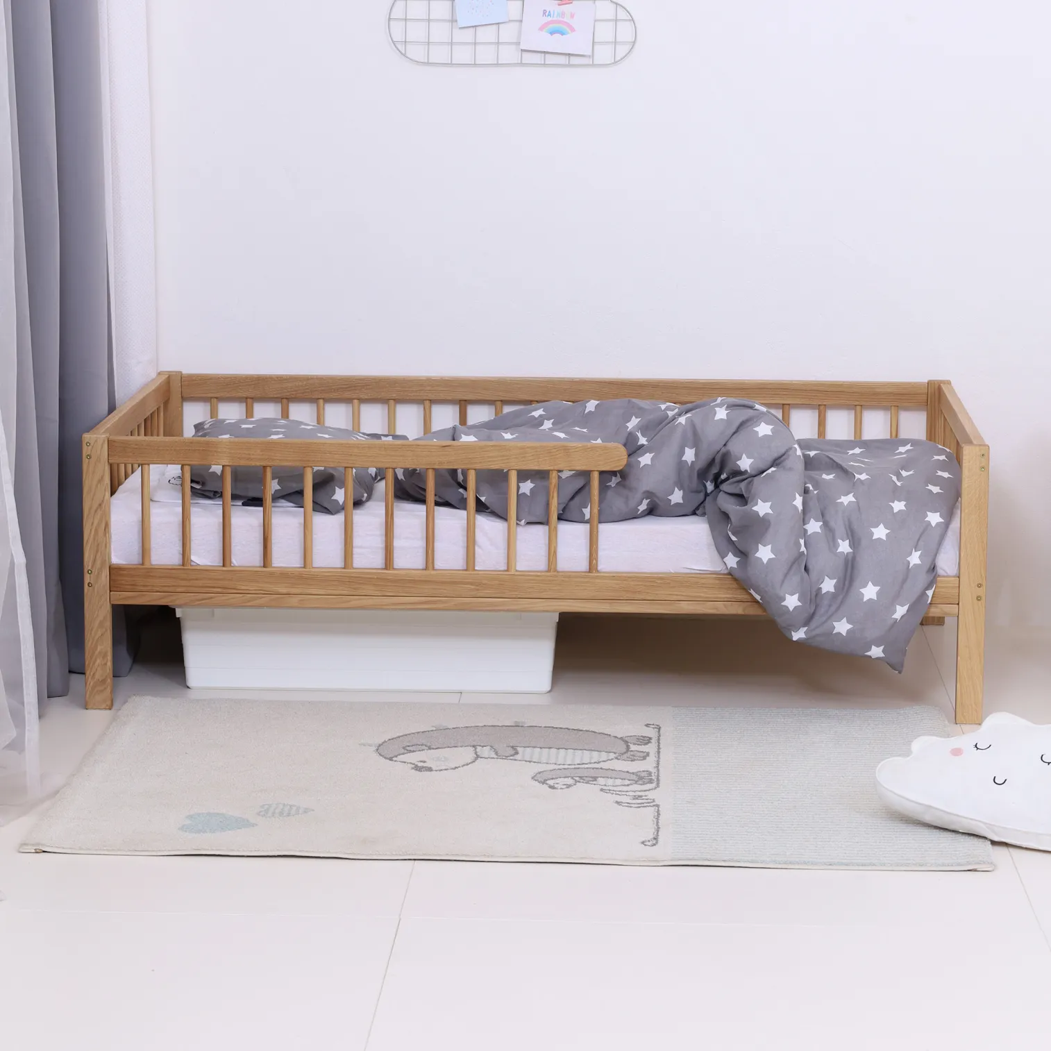 LUXURY OAK COLLECTION ! MONTEbed with rails and slatted bed base 140cm x 70 cm