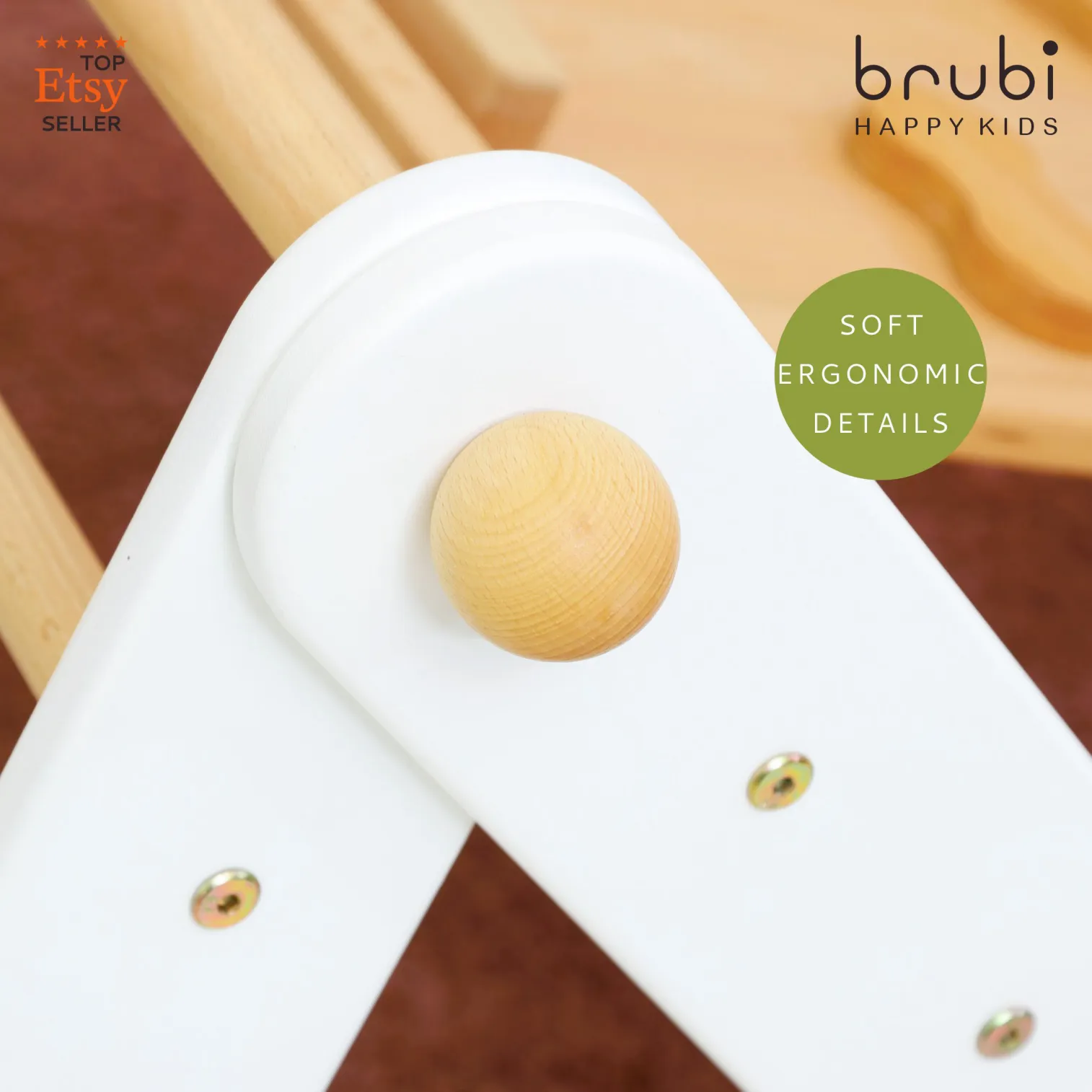 Close-up of solid beech wood rungs and rounded edges on CLIMBIE Montessori climbing triangle