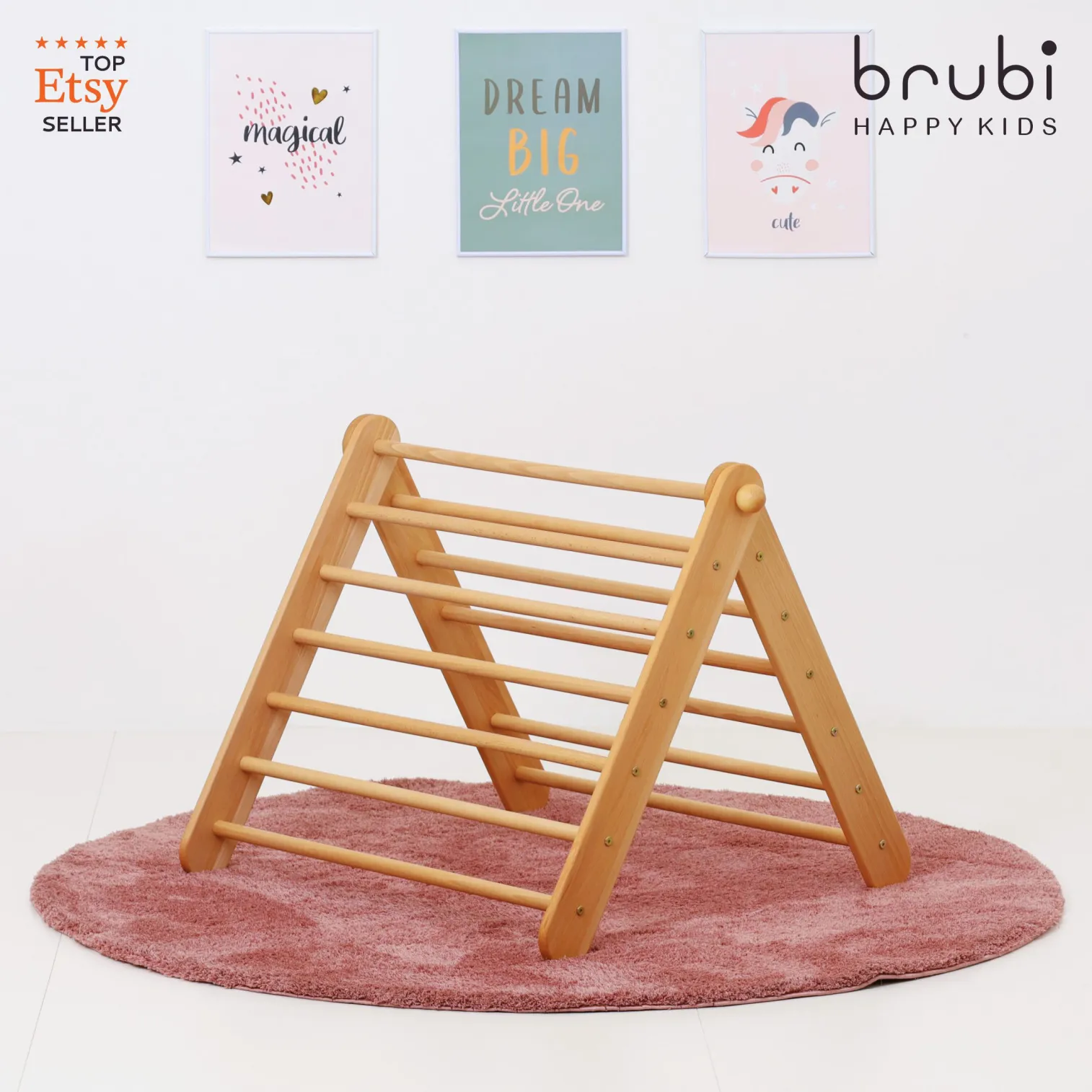 CLIMBIE big Montessori wooden climbing triangle by brubi – foldable, adjustable indoor climbing frame made in EU