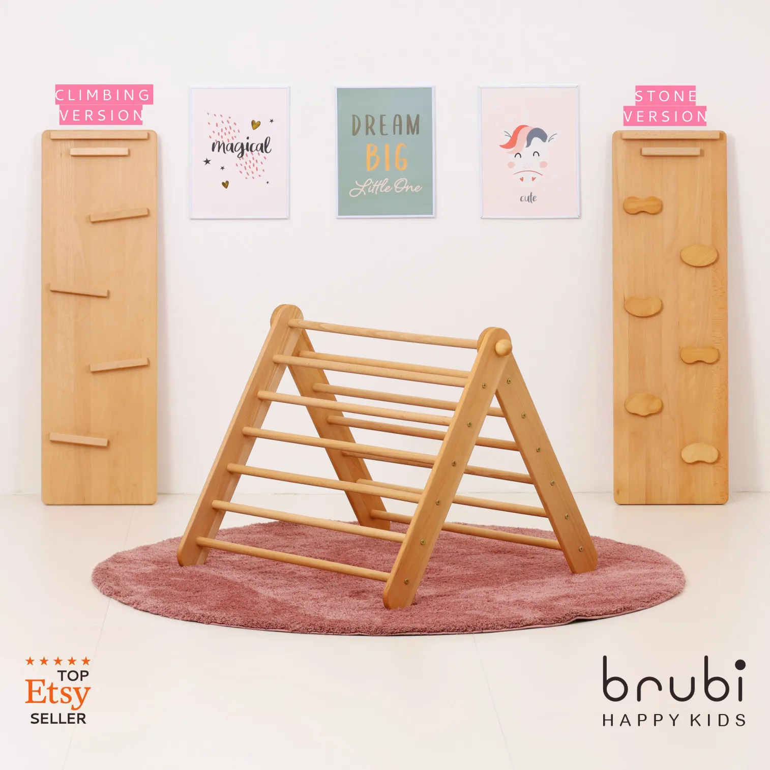 Montessori indoor climbing set with CLIMBIE triangle and ramp for toddlers