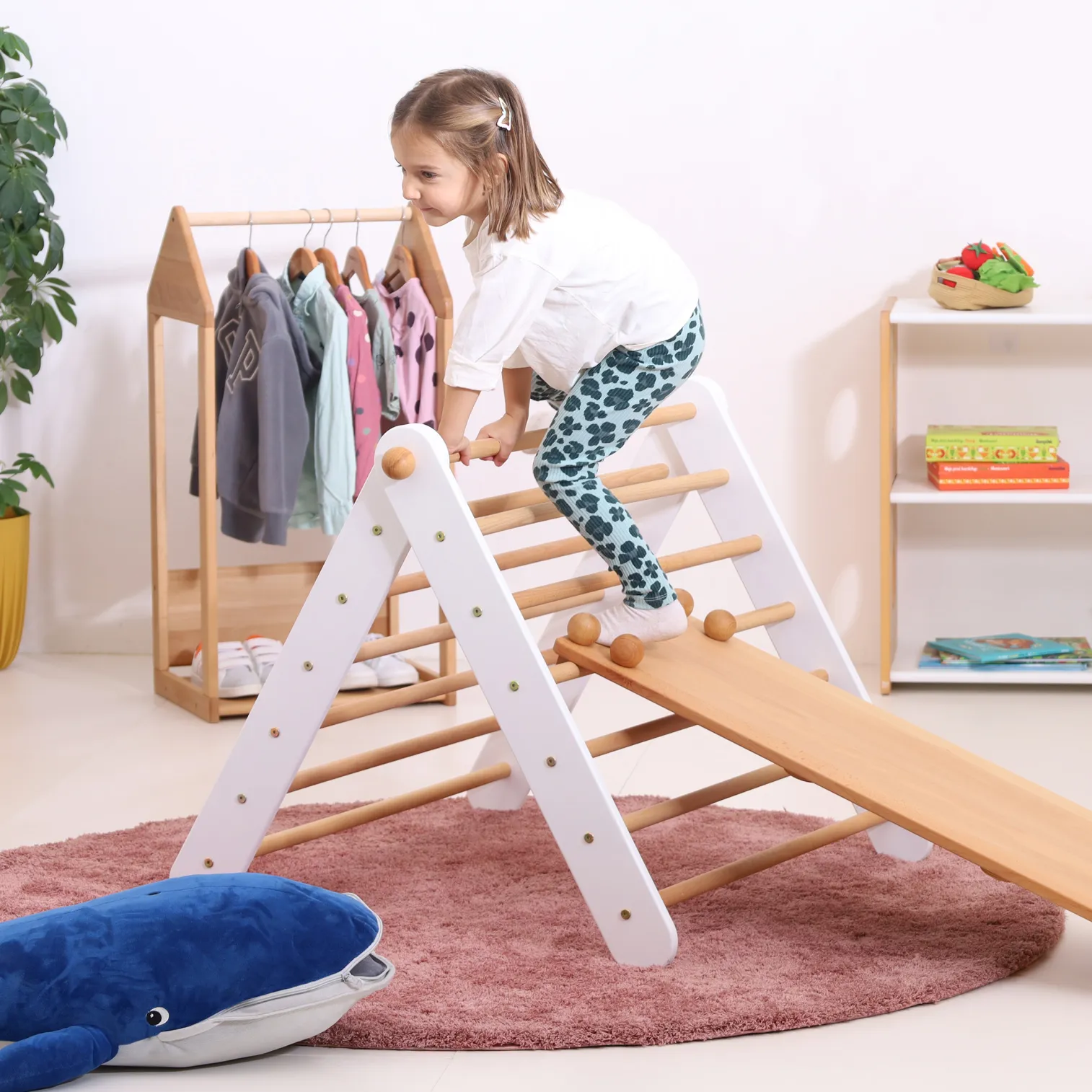CLIMBIE big Montessori wooden climbing triangle by brubi – foldable, adjustable indoor climbing frame made in EU