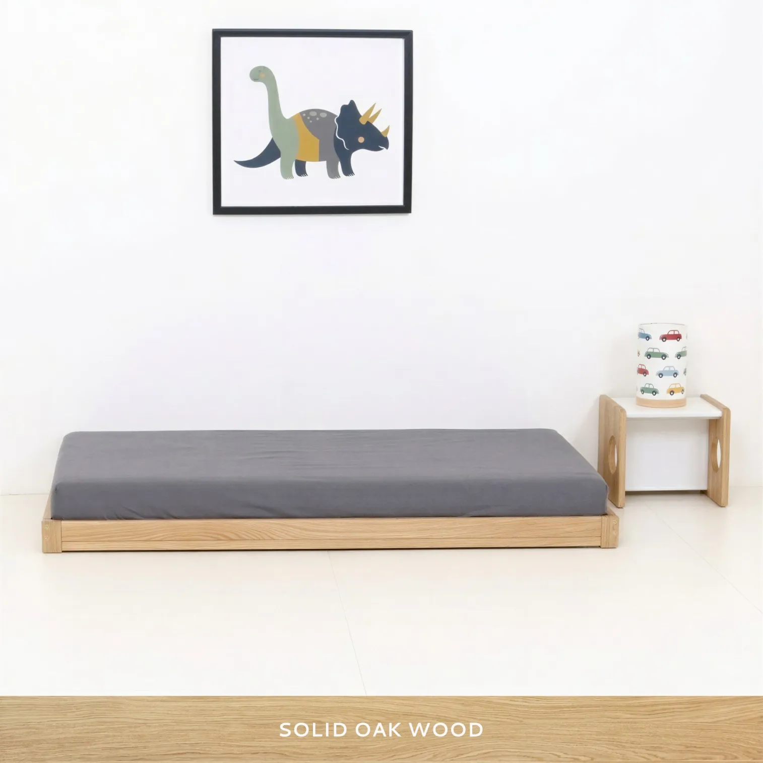 FRAMEbed minimalist Montessori kids floor bed frame, solid oak wood
