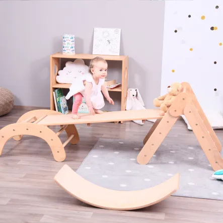 BABY SET of 4: Baby Climbing Triangle 2in1 + Ramp + Baby Climbing Arch + Balance Board