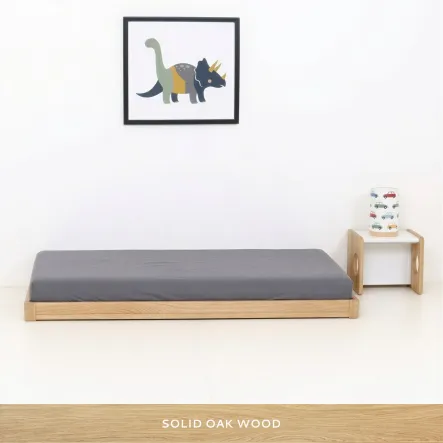 FRAMEbed minimalist Montessori kids floor bed frame, solid oak wood
